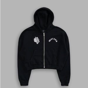 COPY - WOLF CHOPPER "CHAMBERS" (CROPPED) ZIP HOODIE IN BLACK